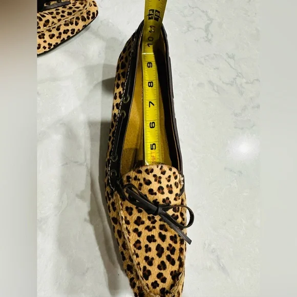 Eddie Bauer leopard print faux fur kitten heel leather pointy toed shoes w bow - Picture 13 of 15